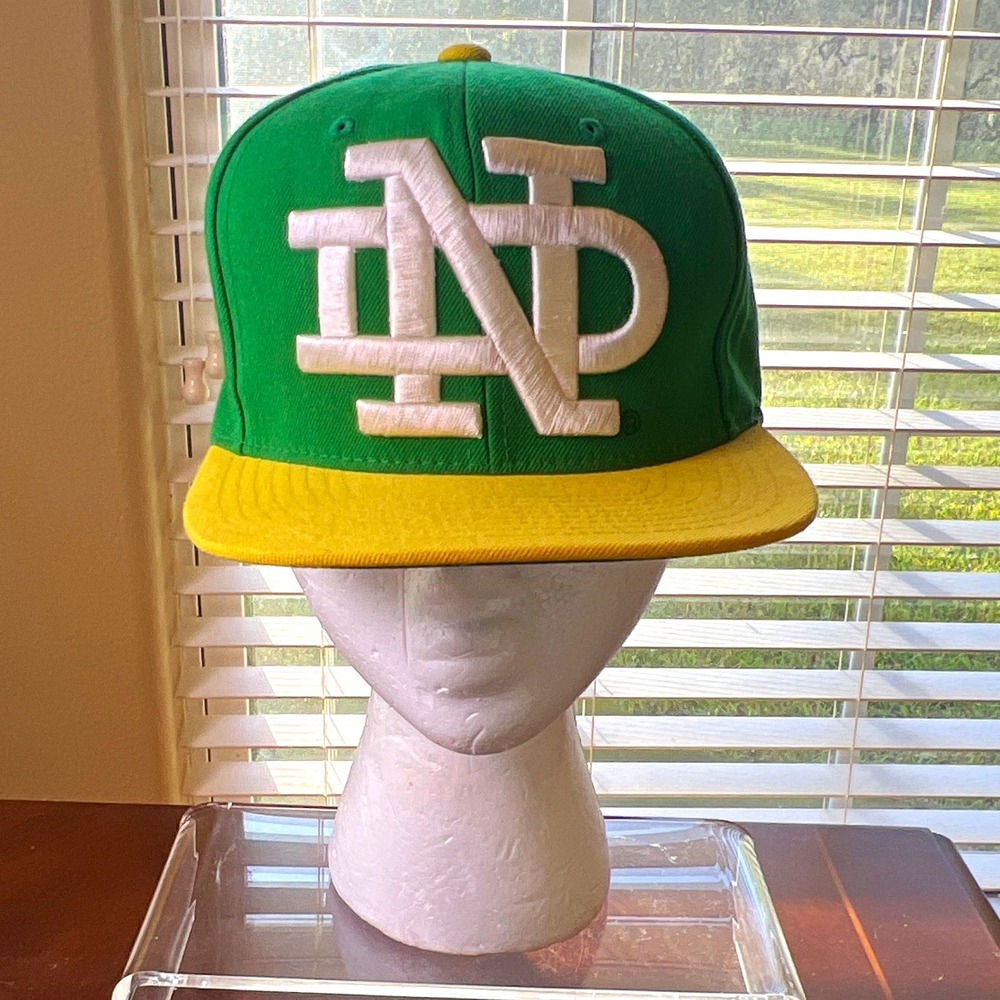 Mitchell & Ness Notre Dame Fighting Irish Snapback Cap Hat Green Yellow Retro